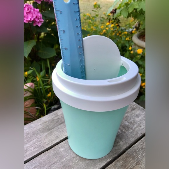 Oversized Jumbo Plastic Coffee Cup Shaped Aqua Container Bin Room Decor Display - Picture 9 of 13